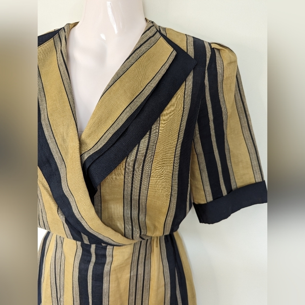 Vintage Liliane burty linen cotton blend striped dress xs small - Picture 6 of 13